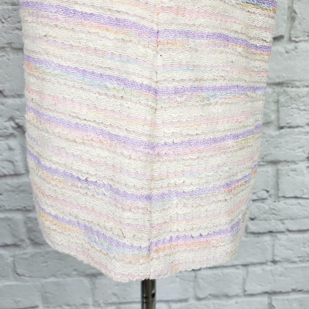 Vintage 70s Pastel Stripe Textured Sleeveless Scoop Neck Blouse Top Size L 1970s - Picture 10 of 13